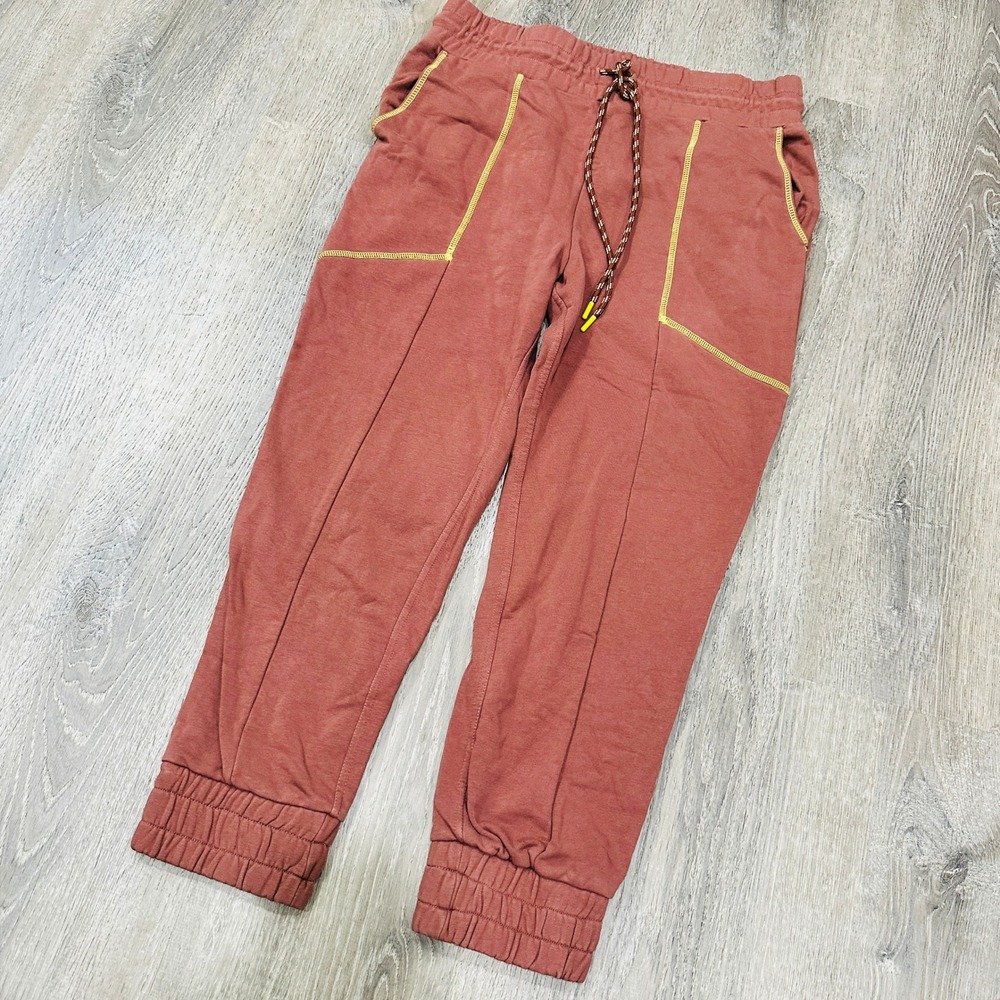 Fabletics Pants Womens XL  Rust Terracotta Joggers Contrast Stitching Sweatpants